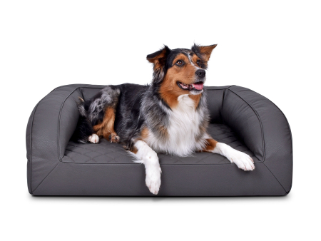 Flo Select+ Hundebett Kunstleder gesteppt 130x110 cm grau