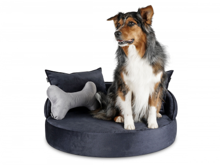Hundebett Island Velvetline NAVYSCHWARZ Ø 85cm