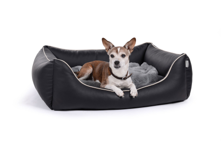 World Hundebett Kunstleder schwarz 90x70 cm