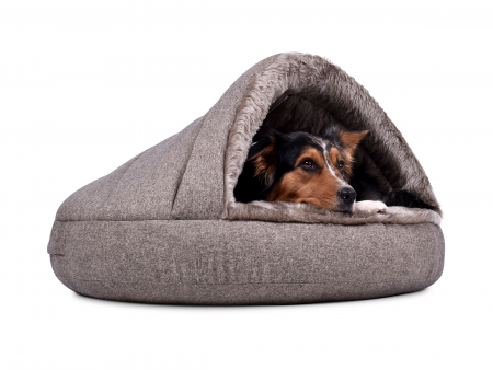 Hundebett Shell Fake Fur 120x120 cm graubeige