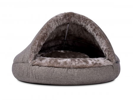 Hundebett Shell Fake Fur 120x120 cm graubeige
