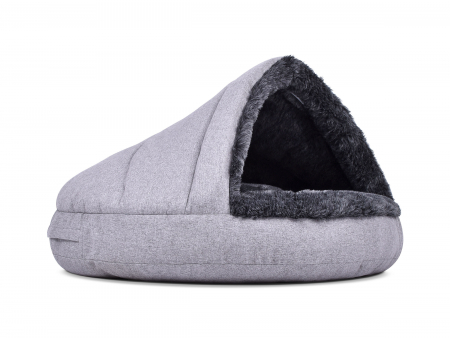 Hundebett Shell Fake Fur 75x75 cm silberanthrazit