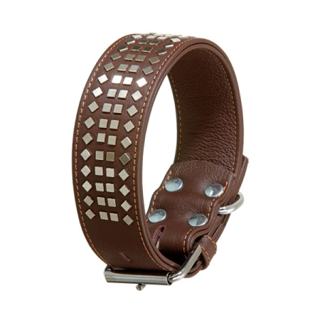 Karlie Vintage Halsband mit 4eck-Nieten 50mm - Braun