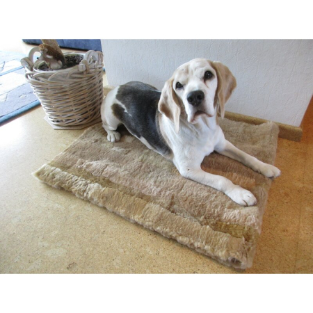 Lammfell Hundedecke Patchwork 140x60cm camel hellbraun