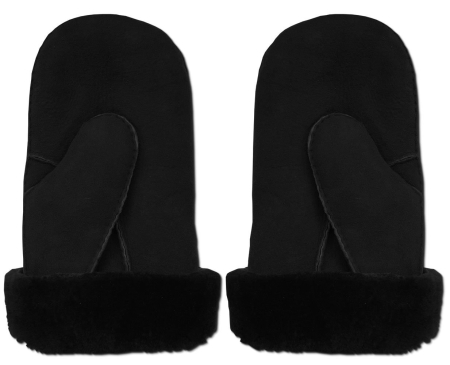 Fäustlinge Lammfell Lederhandschuhe schwarz