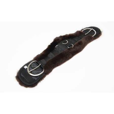 Lammfell Konturgurt Western Sattelgurt Gurt schwarz-Fell mocca