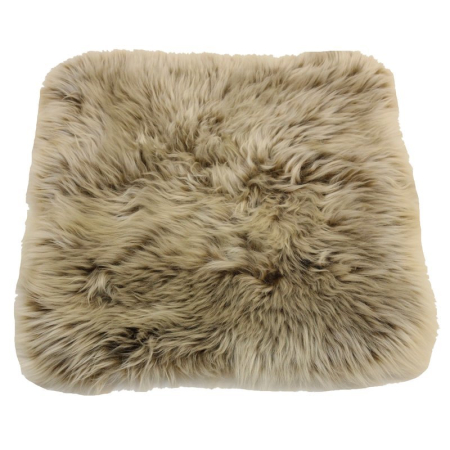 Sitzauflage aus Lammfell hochwollig quadratisch 40x40cm cappuccino