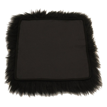 Sitzauflage aus Lammfell hochwollig quadratisch 40x40cm schwarz