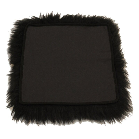 Sitzauflage Diana aus Lammfell hochwollig Schwarz 30x30cm-1