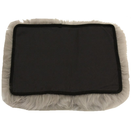 Sitzauflage aus Lammfell hochwollig rechteckig 30x40cm silbergrau