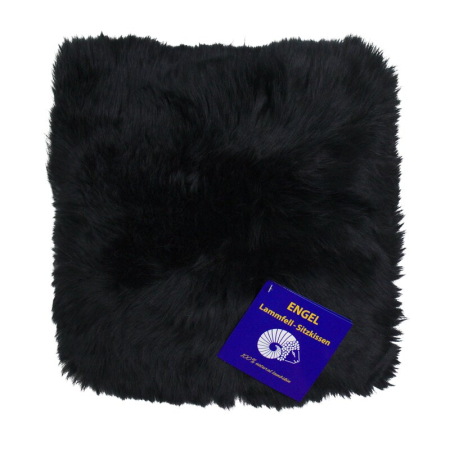 Sitzauflage aus Lammfell hochwollig quadratisch 40x40cm schwarz