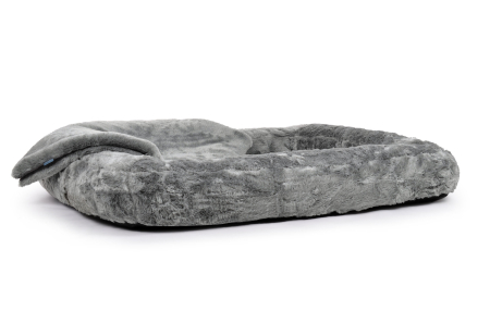Hundebett Spring Fake Fur 110x90 cm grau