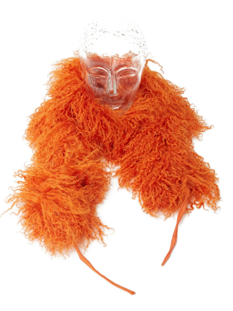Tibet Lammfell Boa Schal orange