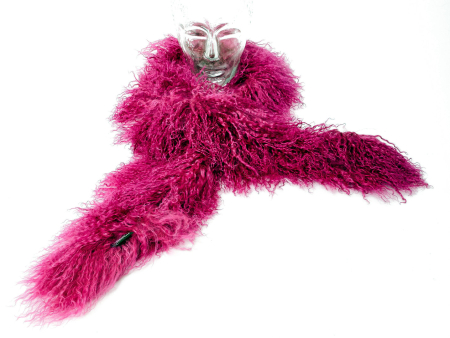 Tibet Lammfell Boa Schal pink / lila