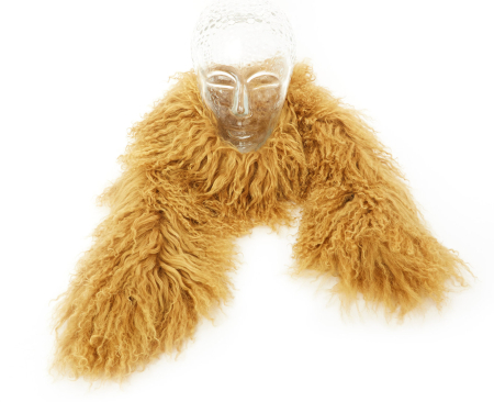 Tibet Lammfell Boa Schal ocker / gold