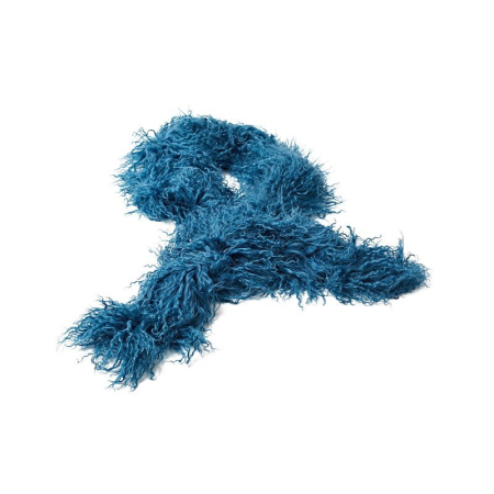 Tibet Lammfell Boa Schal stahlblau