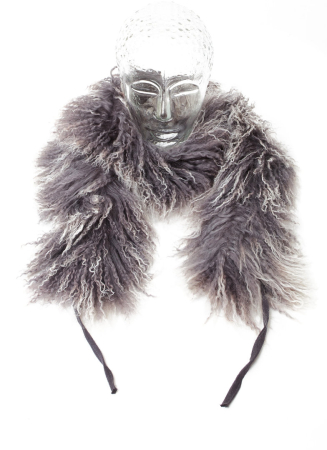 Tibet Lammfell Boa Schal dunkelgrau (Tops)