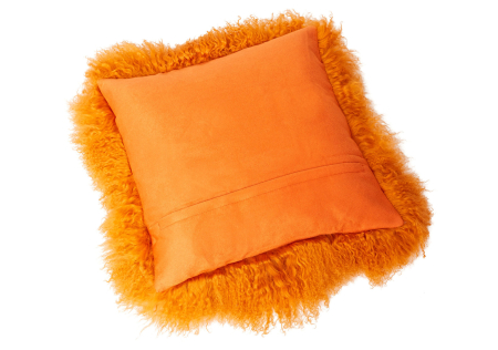 Tibet Lammfell Kissen Kissenhülle orange