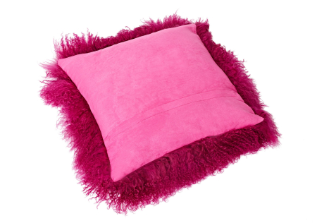Tibet Lammfell Kissen Kissenhülle pink / lila