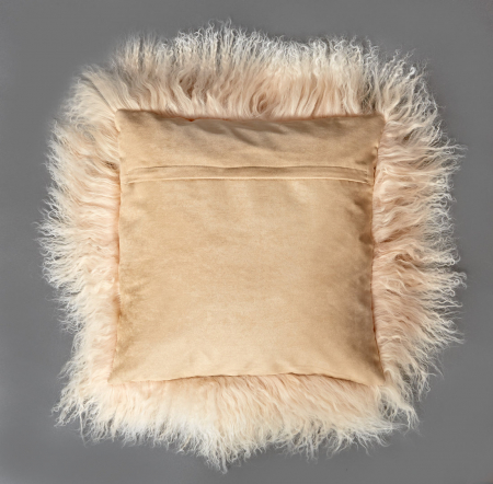 Tibet Lammfell Kissen Kissenbezug Hellbeige (Tops) unten