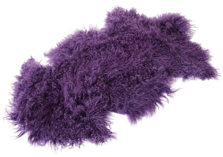 Tibet Lammfell Teppich Naturform lila / blau