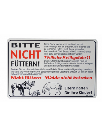 Warnschild Kolikgefahr - Bitte nicht füttern